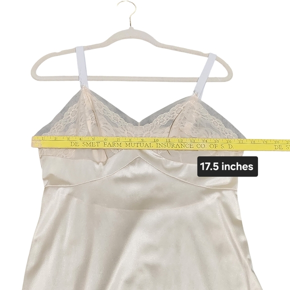 VINTAGE Satin Slip Dress Womens Small Cream Lace Coquette - Picture 9 of 11